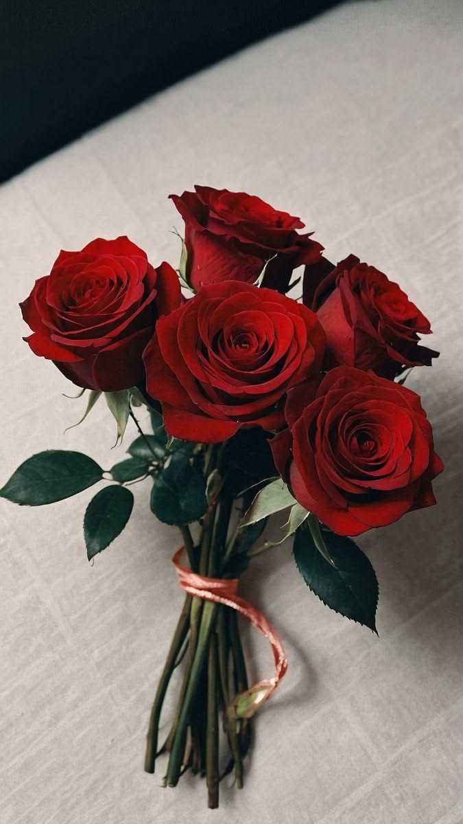A bouquet of classic red roses